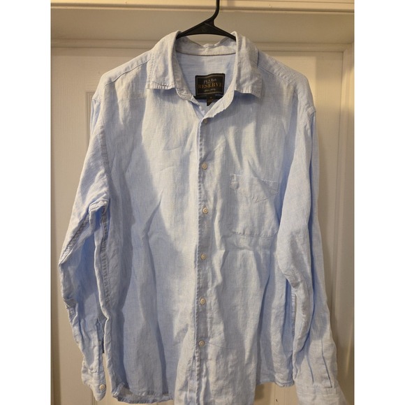 Jos. A. Bank Other - Jos A Bank Reserve Blue Plaid Long Sleeve Linen Mens Shirt Medium‎